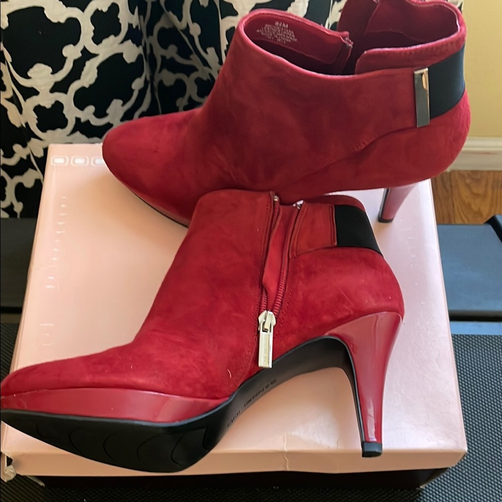Bandolino Red Heeled Boots with Suede Finish